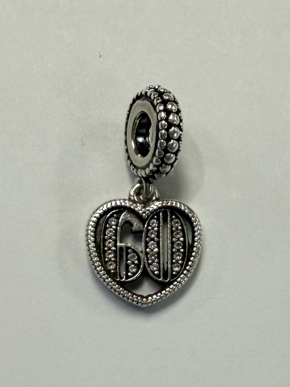 Pandora Silver Heart 60 Pavé Dangle Charm